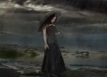 1680x1050 px girl Gothic rain Art HD Wallpaper