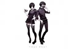 1500x978 px asukaziye black eyes Ghoul hair Kaneki Ken Kirishima Male mask red Ryouiki Short Skirt T Art HD Wallpaper