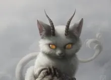1767x2500 px cat Child Devil eyes fantasy fish original yellow Art HD Wallpaper