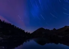 2048x1365 px galaxy Milky night rock sky space stars wallpaper Art HD Wallpaper