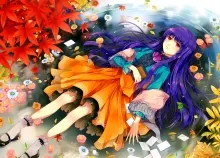 1800x1224 px art autumn Fall flowers girl leaves nature original vector Art HD Wallpaper