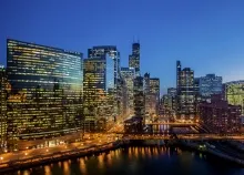 1920x1080 px architecture buildings Chicago cities Harbor hdr Lights marina night reflection sky sky Art HD Wallpaper
