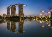 1920x1200 px Bay buildings city Ferris Harbor Lights night reflection sea Singapore water Wheel Art HD Wallpaper