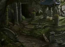 1920x1080 px art bridge Columns Concept Desolation landscape mists mountains of Pandaria rocks ruins Art HD Wallpaper