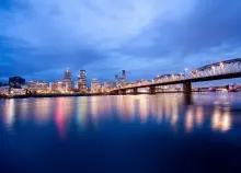 1920x1200 px bridges buildings cities clouds Lights night Oregon places Portland reflection rivers s Art HD Wallpaper