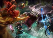 2560x1600 px action adventure art artwork fantasy Fighting league legends Lol Magic of warrior Art HD Wallpaper