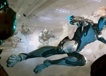 2878x1759 px cyborg fi Fighting online robot sci shooter Warframe warrior Art HD Wallpaper