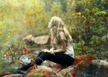1920x1200 px Alone Blonde emotion female forests girl model mood nature photography Trees women Art HD Wallpaper