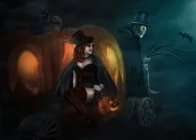 2560x1440 px Bruja Cementerio halloween zombie Art HD Wallpaper