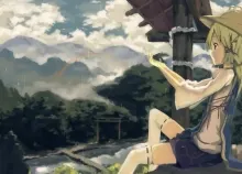 3999x2499 px anime blondes buildings clouds drops games Girls Goddess hai hair Hats highs Long Moriy Art HD Wallpaper