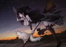 1496x1200 px animal Artifacts black cat cleavage haikaiki hair Jpeg Long original Sasagawa Thighhigh Art HD Wallpaper