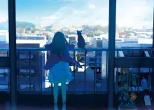 1920x1080 px anime Balcony cat Characters city Girls original sky window Art HD Wallpaper