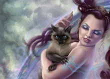 1920x1080 px Beautiful cat Character fantasy girl hair Holding Long Princess the woman Art HD Wallpaper