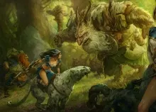 1920x1080 px art battle cat forest girl Mikhail Montsry predator Rakhmatullin weapon wild Art HD Wallpaper