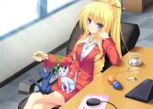 1600x1200 px animal Blonde blue cat CG eyes game hair Koi Koshimizu Long neko Rei Whirlpool Art HD Wallpaper